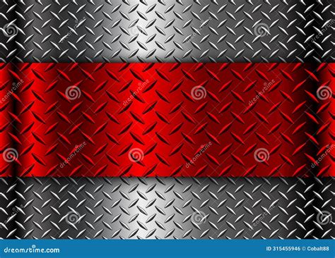 Silver Red Metal Background With Diamond Plate Texture Pattern Stock