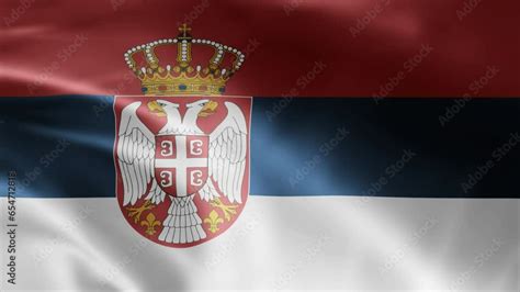 Serbia Flag Waving In The Wind Closeup In 4k Of Realistic Serbian Flag