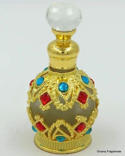 Groovy Fragrances Exclusive Designer Fancy Round Empty Attar Bottle D