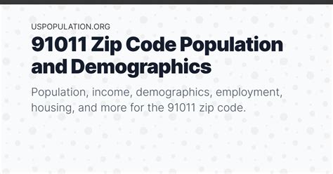 91011 Zip Code Population | Income, Demographics, Employment, Housing