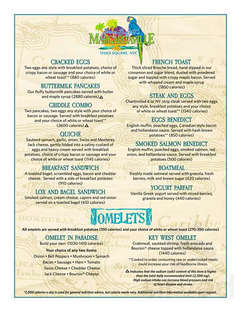 Margaritaville Resort Times Square Menu In New York New York Usa