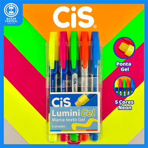 Kit Marca Texto Lumini Gel Neon Cis Retr Til Cores Fluorescente