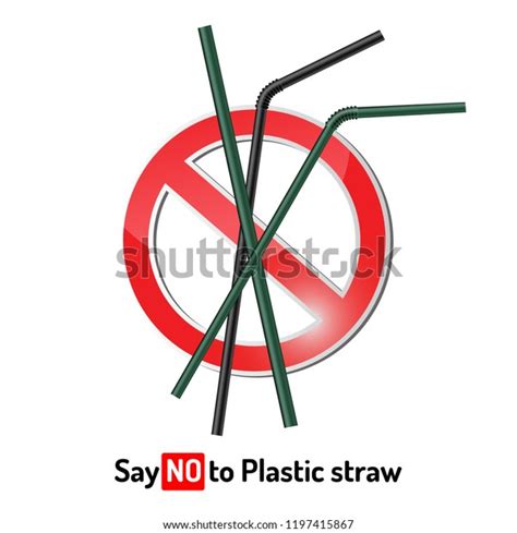 Say No Plastic Straws Stop Plastic Stock Vector Royalty Free