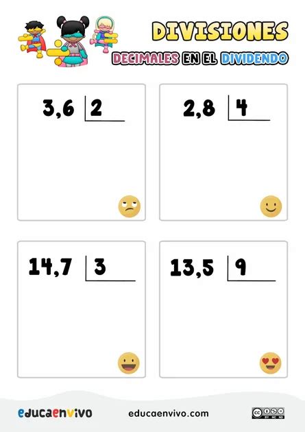 Ejercicios De Divisiones Con Decimales Y Soluciones