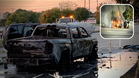 Firefighters Parked Pickup That Burst Into Flames Was Hit By Jeep