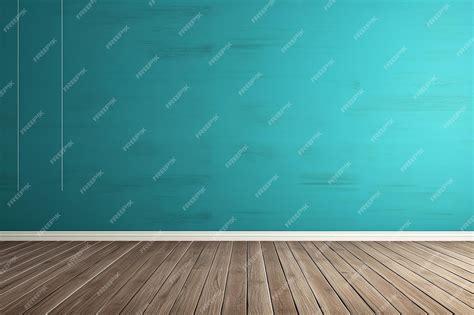 Premium AI Image | a blue wall with a wooden floor and a blue wall with ...