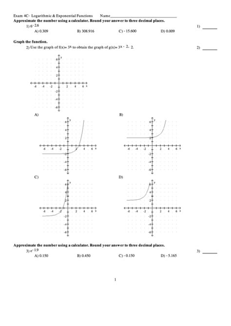 Exponential And Logarithmic Functions Worksheet Printable Calendars At A Glance