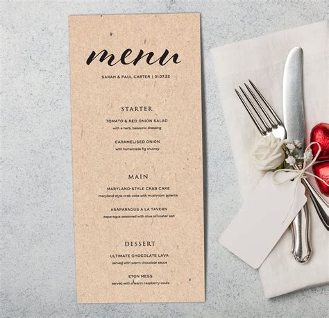 Wedding Menu Cards Menus For Wedding Wedding Breakfast Etsy