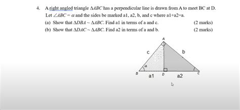 Solved A Right Angled Triangle Abc ﻿has A Perpendicular