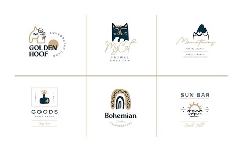 Premium Vector Boho Logo Design Templates Collections Doodle Bohemian Icons And Symbols Set