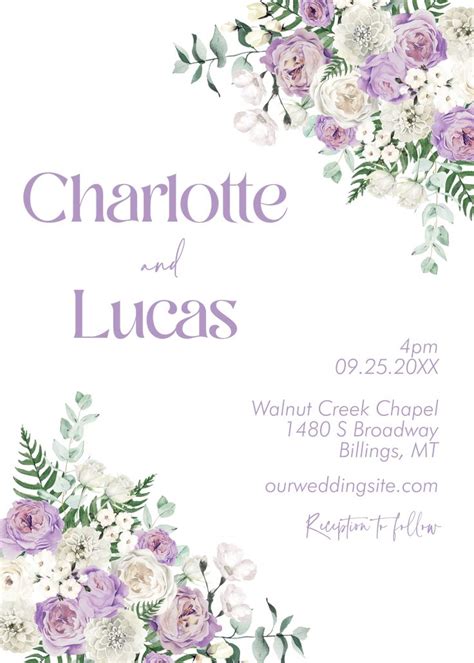 Lavender And Cream Invitation Suite Template Wedding