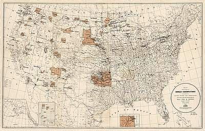 Antique Map of Indian Reservations 1888