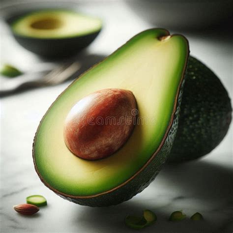 bright green avocado halved  texture detail  seeds stock