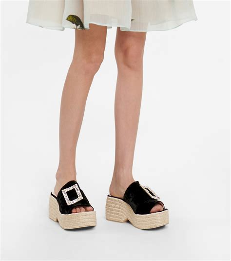 Roger Vivier Embellished Platform Espadrille Sandals Roger Vivier