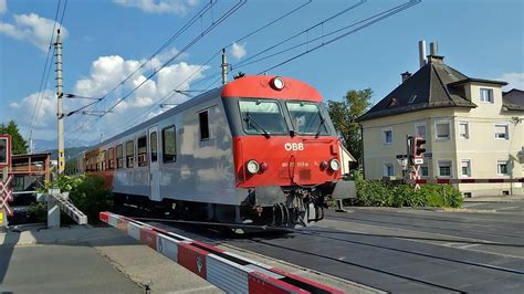 Beautiful Bb Cityshuttle Push Pull Train Railway Crossing In Austria