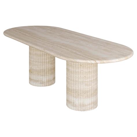 Nude Travertine Antica Occasional Table By The Essentialist For Sale At