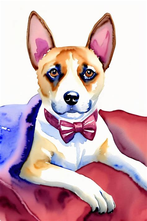 Pintura De Un Perro Con Corbata De Arco Ai Generativo Stock De