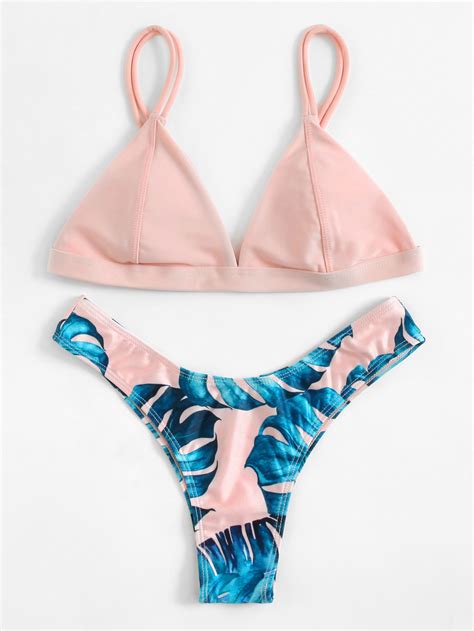 Shop Jungle Print Triangle Bikini Set Online SheIn Offers Jungle Print