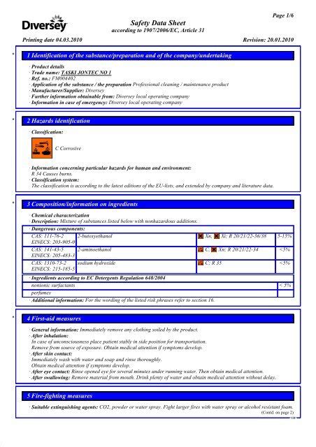 Diversey Products Msds Informacionpublica Svet Gob Gt