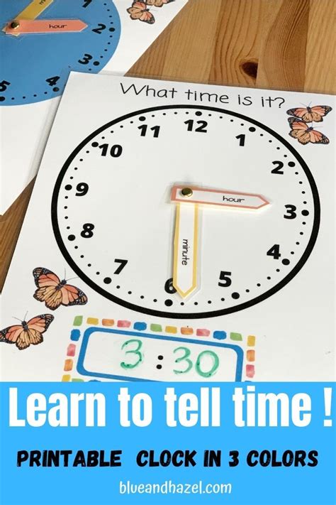 Printable Clock Learn To Tell Time Clock Printable Etsy Learn To