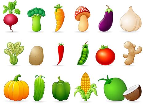 Dibujos Animados De Verduras Frescas Vector Premium