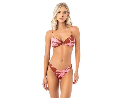 Maaji Darkred Palms Kelly Loop Front Triangle Bikini Top Hobie Surf Shop