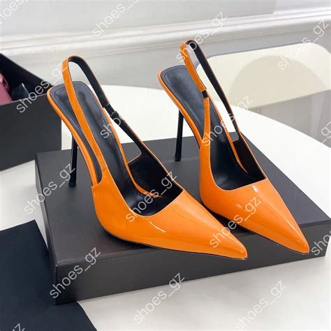 Luxury Designer Patent Leather Slingback Pumps With Stiletto Heels And Pointed Toe Womens