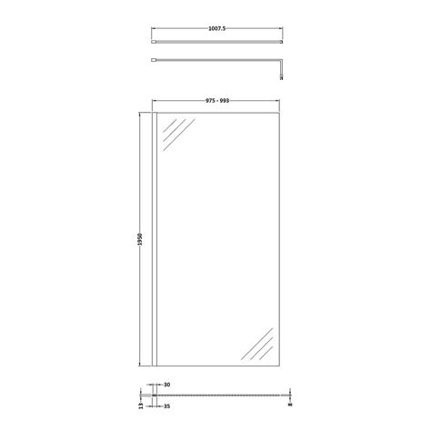 Hudson Reed Wetroom Shower Screen With Brushed Brass Profile And Support