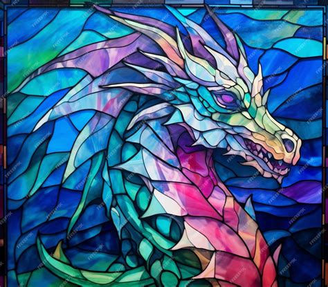 Premium Ai Image A Close Up Of A Stained Glass Dragon Head In A Stained Glass Window Generative Ai