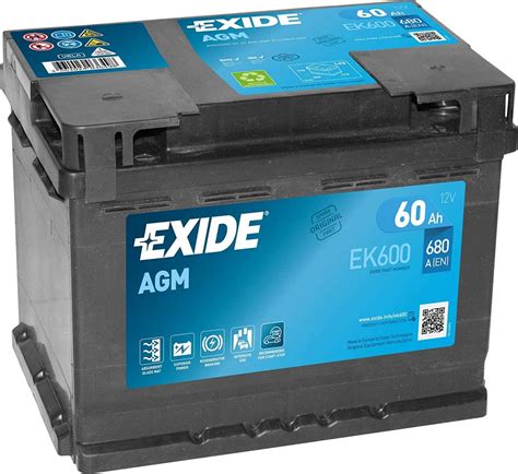 EXIDE EK600 027 AGM Stop Start Car Battery 12V 60AH 680CCA Battery