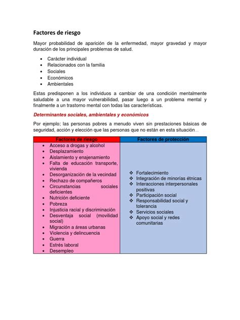 Factores De Riesgo Y Protección Pdf