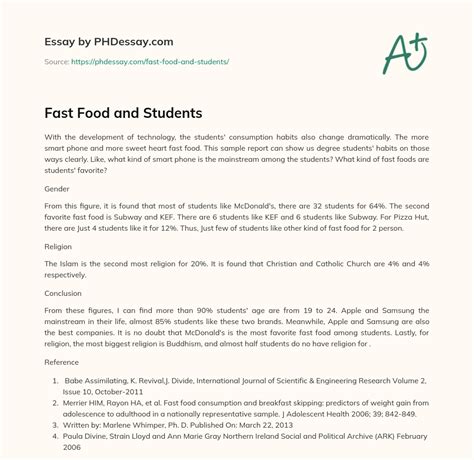 Fast Food And Students 300 Words