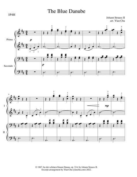 The Blue Danube Piano Duet Easy Piano And Teacher Parts Piano 4