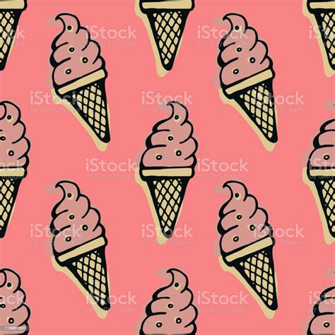 Ice Cream Cone Seamless Pattern Stock Illustration Download Image Now