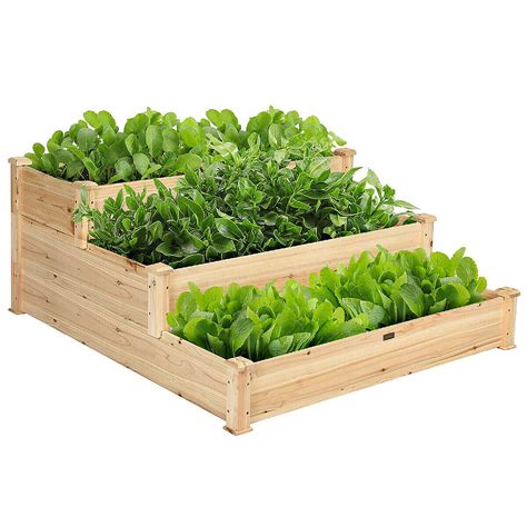 Costway 3 Tier Wooden Raised Vegetable Garden Bed Elevated Planter Kit