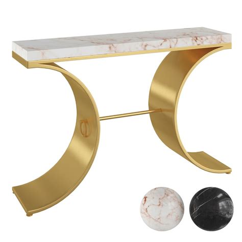 3d Modern Narrow Console Table With Wood Top Metal Pedestal Turbosquid 1853227