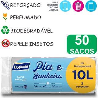 Saco Para Lixo Banheiro E Pia Ecológico Resistente Perfumado 10 Litros