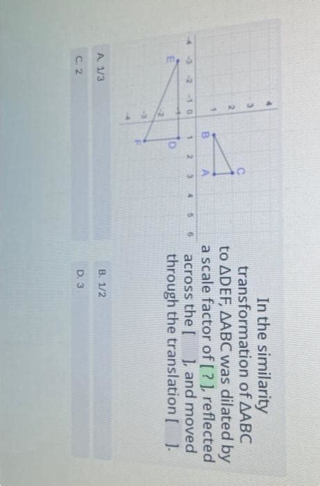 Solved In The Similarity Transformation Of Abc To Def Abc Chegg