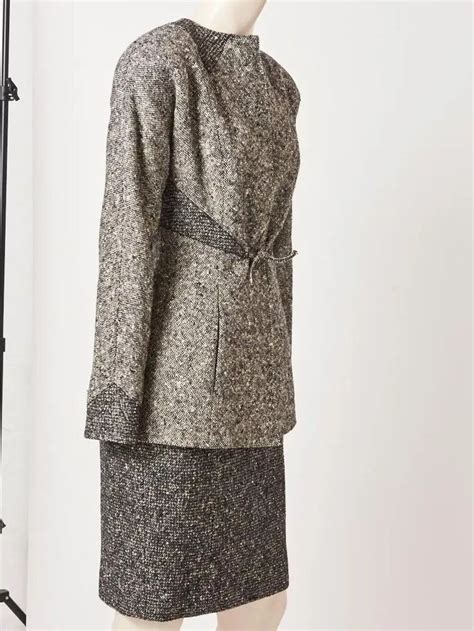 Geoffrey Beene Tweed Skirt Suit With Tulle Scarf Skirt Suit Tweed