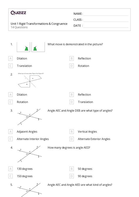 Congruence Worksheets For Grade On Quizizz Free Printable