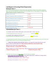 Lab Freezing Point Depression Report Sheets Docx Lab Report