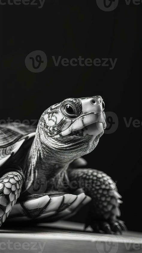 Black and White Turtle on Dark Background Generative AI 29970983 Stock ...