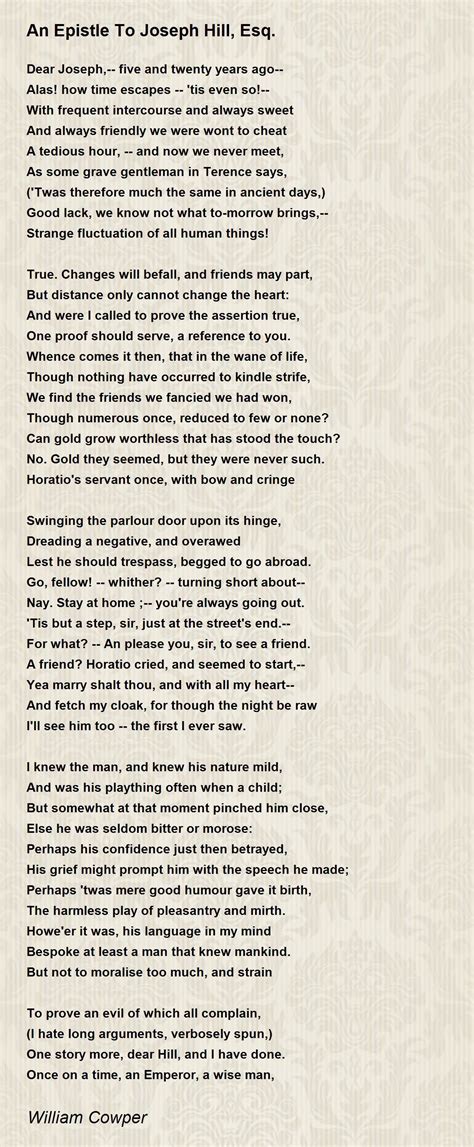 An Epistle To Joseph Hill, Esq. - An Epistle To Joseph Hill, Esq. Poem ...