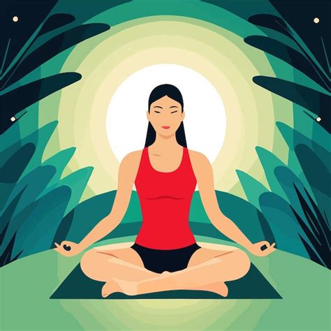 Premium Vector Vector Illustration Yoga Woman Meditation In Lotus