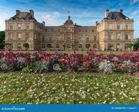 Exterior Frontal View of Luxembourg Palace in Paris France in Springtime Editorial Stock Image ...