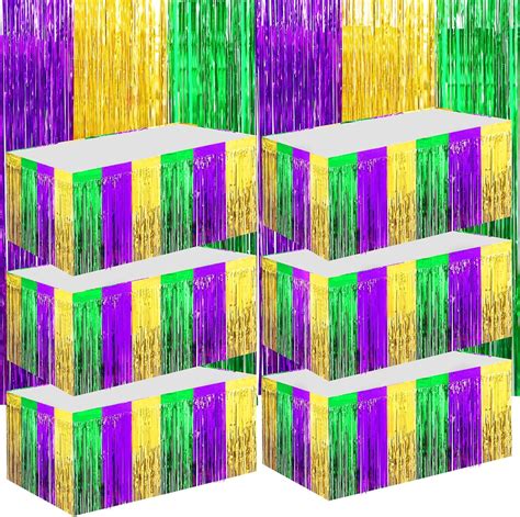 Amazon 6 Packs Mardi Gras Table Skirts 2 Pack Mardi Gras Tinsel