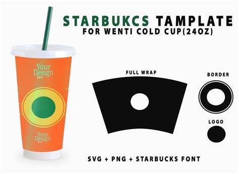 Professional Quality Starbucks Cold Cup Wrap Template Cricut Font