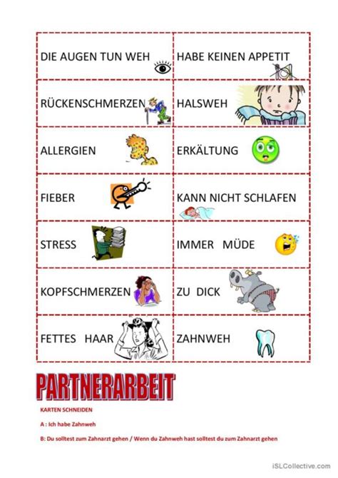 168 Gesundheit Deutsch DAF Arbeitsblätter pdf doc