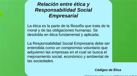 Relación entre ética y Responsabilidad Social Empresarial by Giuliana