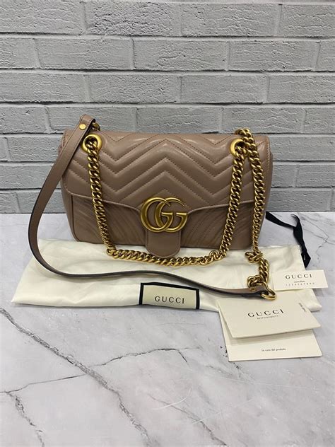 GUCCI Marmont Small Nude GHW Size 26x16x7 PS 120 Cm Db Booklet 25 5